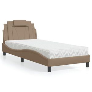 vidaXL Pat cu saltea, cappuccino, 90x190 cm piele ecologică imagine