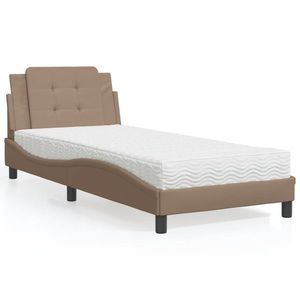 vidaXL Pat cu saltea, cappuccino, 90x190 cm piele ecologică imagine