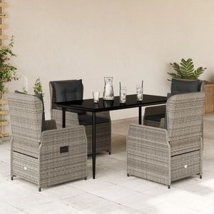 vidaXL Set mobilier de grădină cu perne, 5 piese, gri, poliratan imagine