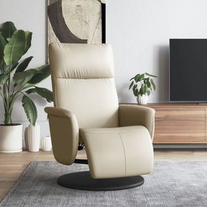 vidaXL Fotoliu rabatabil cu suport de picioare, crem, piele ecologică imagine