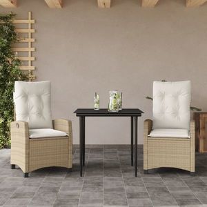 vidaXL Set mobilier de grădină cu perne, 3 piese, bej, poliratan imagine