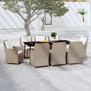 vidaXL Set de mobilier pentru grădină, 9 piese, maro imagine