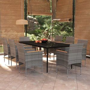 vidaXL Set mobilier de grădină, cu perne, 9 piese, gri și negru imagine