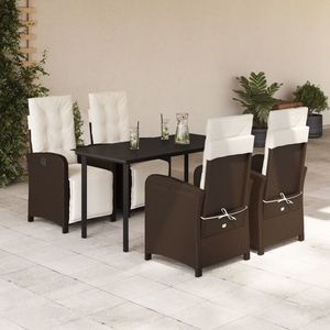 vidaXL Set mobilier de grădină, 5 piese, cu perne, maro, poliratan imagine