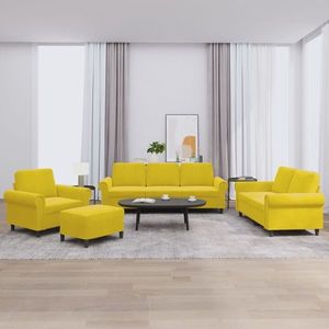 vidaXL Set de canapele cu perne, 4 piese, galben, catifea imagine