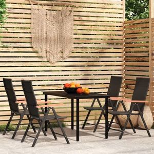 vidaXL Set de servit masa pentru grădină, 5 piese, negru imagine