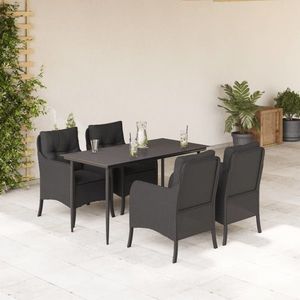 vidaXL Set mobilier de grădină cu perne, 5 piese, negru, poliratan imagine
