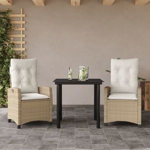 vidaXL Set mobilier de grădină cu perne, 3 piese, bej, poliratan imagine