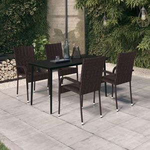 vidaXL Set de servit masa pentru grădină, 5 piese, maro și negru imagine