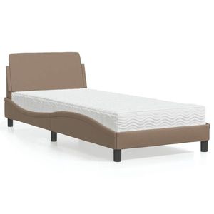vidaXL Pat cu saltea, cappuccino, 90x190 cm piele ecologică imagine
