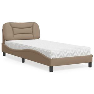 vidaXL Pat cu saltea, cappuccino, 90x190 cm piele ecologică imagine