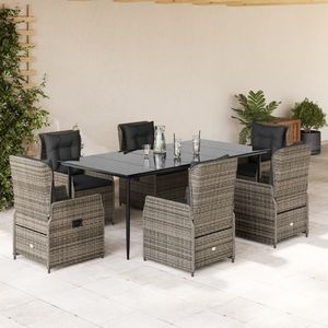 vidaXL Set mobilier de grădină cu perne, 7 piese, gri, poliratan imagine