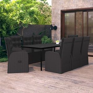 vidaXL Set mobilier de grădină cu perne, 9 piese, negru imagine
