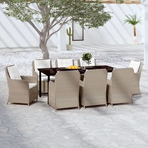 vidaXL Set mobilier pentru grădină, 9 piese, maro imagine