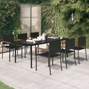 vidaXL Set mobilier de grădină, 7 piese, negru imagine