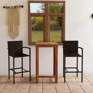 vidaXL Set mobilier de bar de grădină, 3 piese, maro imagine