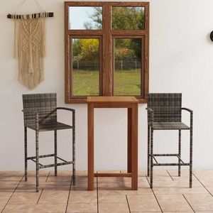 vidaXL Set mobilier de bar de grădină, 3 piese, gri imagine