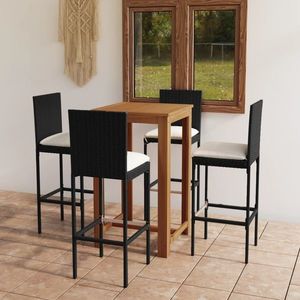 vidaXL Set mobilier bar grădină cu perne, 5 piese, negru imagine