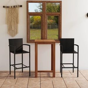 vidaXL Set mobilier de bar de grădină, 3 piese, negru imagine