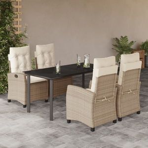vidaXL Set mobilier de grădină cu perne, 5 piese, bej, poliratan imagine