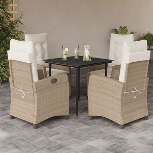 vidaXL Set mobilier de grădină cu perne, 5 piese, bej, poliratan imagine