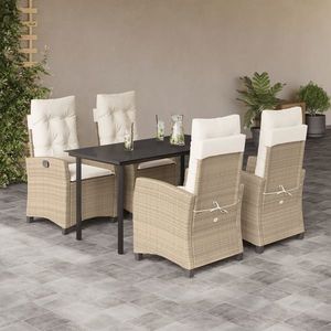 vidaXL Set mobilier de grădină cu perne, 5 piese, bej, poliratan imagine