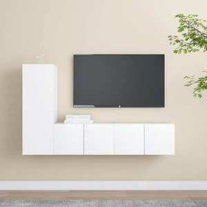 vidaXL Set dulapuri TV, 3 piese, alb, lemn prelucrat imagine