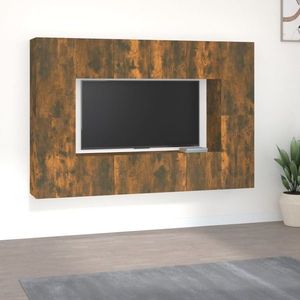 vidaXL Set dulap TV, 8 piese, stejar fumuriu, lemn prelucrat imagine