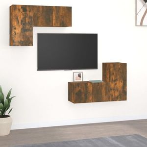 vidaXL Set dulapuri TV, 4 piese, stejar fumuriu, lemn prelucrat imagine