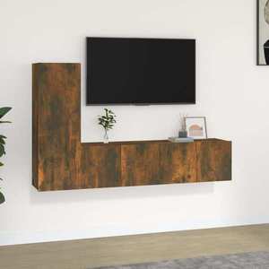 vidaXL Set dulapuri TV, 3 piese, stejar fumuriu, lemn prelucrat imagine