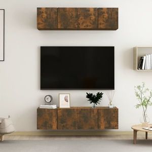 vidaXL Dulap TV de perete, 4 buc, stejar, 60x30x30 cm, lemn prelucrat imagine