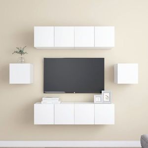 vidaXL Set dulapuri TV, 6 piese, alb, lemn prelucrat imagine