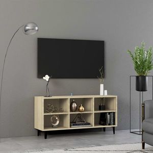vidaXL Comodă TV cu picioare metalice, stejar sonoma, 103, 5x30x50 cm imagine