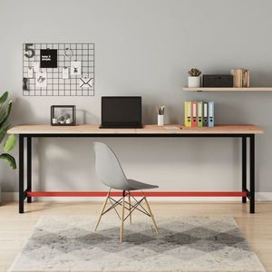 vidaXL Banc de lucru 220x55x81, 5 cm, lemn masiv de fag și metal imagine
