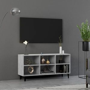 vidaXL Comodă TV cu picioare metalice, gri beton, 103, 5x30x50 cm imagine