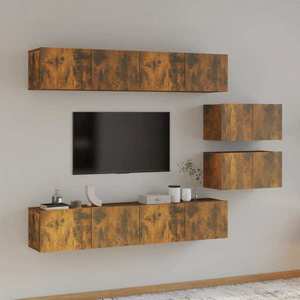 vidaXL Set dulapuri TV, 6 piese, stejar fumuriu, lemn prelucrat imagine
