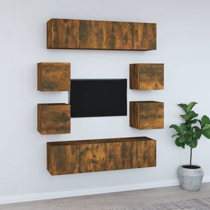 vidaXL Set dulap TV, 8 piese, stejar fumuriu, lemn prelucrat imagine