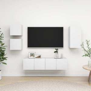 vidaXL Set dulapuri TV, 5 piese, alb, lemn prelucrat imagine