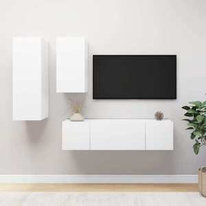 vidaXL Set dulapuri TV, 4 piese, alb, lemn prelucrat imagine