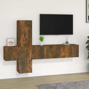 vidaXL Set dulapuri TV, 5 piese, stejar fumuriu, lemn prelucrat imagine