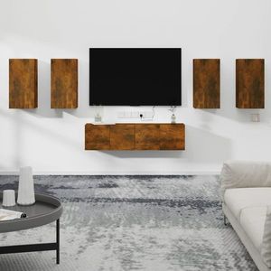 vidaXL Set dulapuri TV, 6 piese, stejar fumuriu, lemn prelucrat imagine