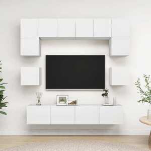 vidaXL Set dulapuri TV, 8 piese, alb, lemn prelucrat imagine