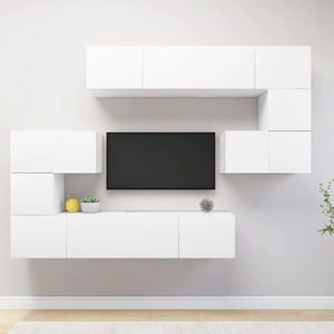 vidaXL Set dulapuri TV, 8 piese, alb, lemn prelucrat imagine