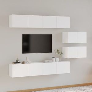 vidaXL Set dulap TV, 6 piese, alb, lemn prelucrat imagine
