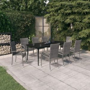 vidaXL Set mobilier de grădină, 9 piese, gri și negru imagine