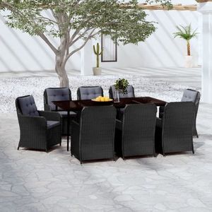 vidaXL Set de mobilier pentru grădină, 9 piese, negru imagine