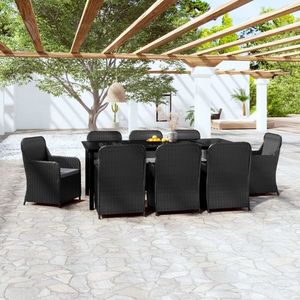 vidaXL Set mobilier de grădină cu perne, 9 piese, negru imagine