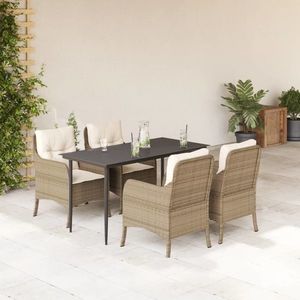 vidaXL Set mobilier de grădină cu perne, 5 piese, bej, poliratan imagine
