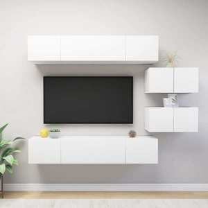vidaXL Set dulapuri TV, 6 piese, alb, lemn prelucrat imagine