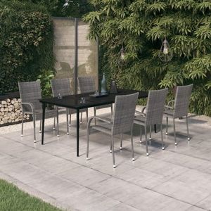 vidaXL Set mobilier de grădină, 7 piese, gri și negru imagine